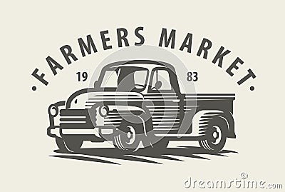 Farm truck emblem. Farming, agriculture symbol vector illustration Vector Illustration