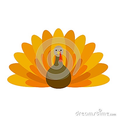 Farm turkey icon, flat style Vector Illustration