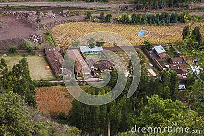 Farm in the Urubamba River vally, Peru Stock Photo