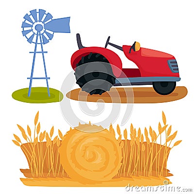Farm vector illustration nature agronomy equipment harvesting grain agriculture growth cultivated design. Vector Illustration