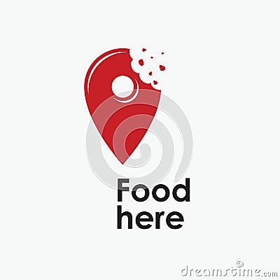 Food vector logo. Food here emblem Vector Illustration