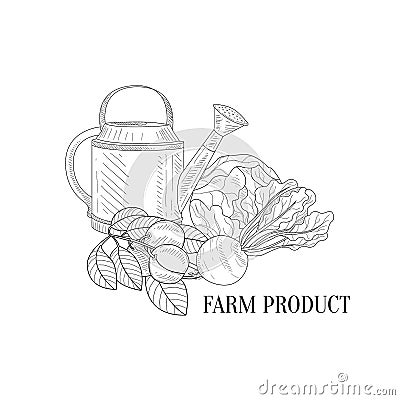 Farm Vegetables Hand Drawn Realistic Sketch Vector Illustration