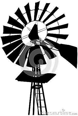 Farm Windmill Silhouette Vector Illustration