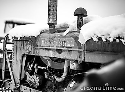 Farmall Tractor Black and White Editorial Stock Photo