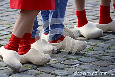 farmer boys and girls wearing clogs (wooden shoes) Stock Photo