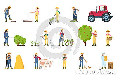 Farmer Busy with Seasonal Work Vector Illustration Vector Illustration