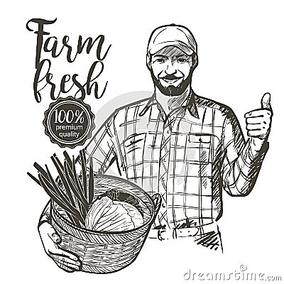 Farmer carrying vegetables Vector Illustration