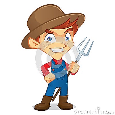 Farmer holding rake Vector Illustration