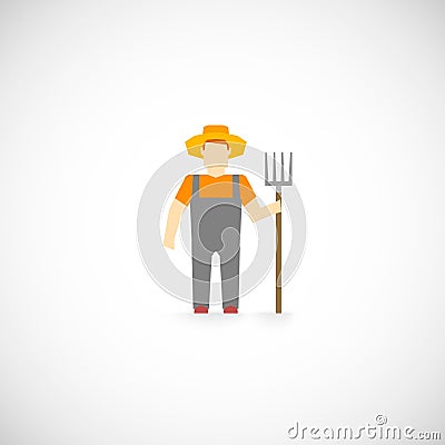 Farmer Character Icon Cartoon Illustration