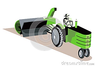 Farmer driving his tractor Stock Photo