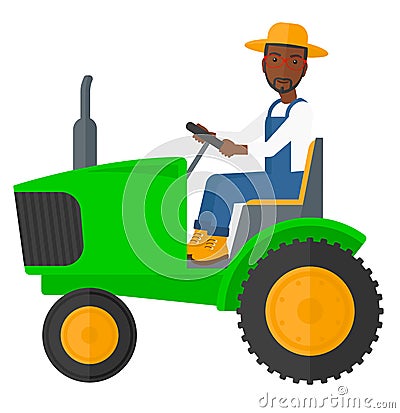 Farmer driving tractor Vector Illustration