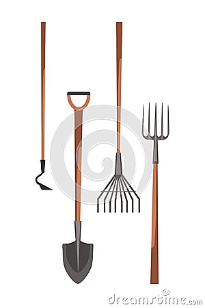 Farmer equipment flat set for gardening, planting Vector Illustration