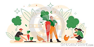 Farmer Flat Composition Vector Illustration