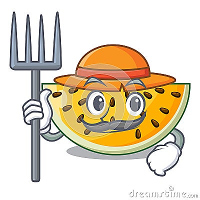 Farmer fresh yellow watermelon on character cartoon Vector Illustration