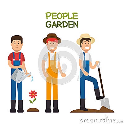 Farmer gardener cartoon people Vector Illustration