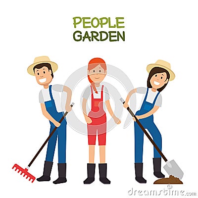 Farmer gardener cartoon people Vector Illustration