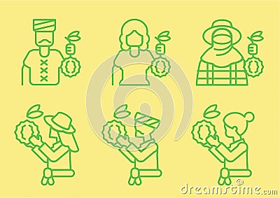 Farmer harvest fresh durians character design Vector Illustration