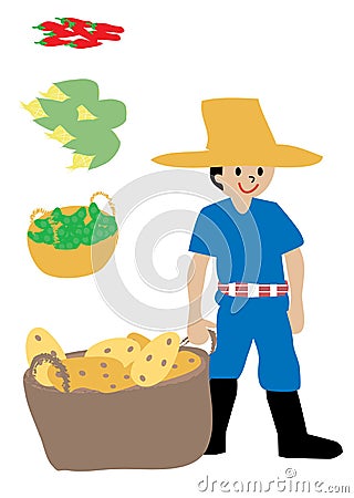 Farmer and his crops Stock Photo