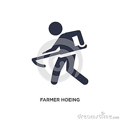 farmer hoeing icon on white background. Simple element illustration from farming concept Vector Illustration