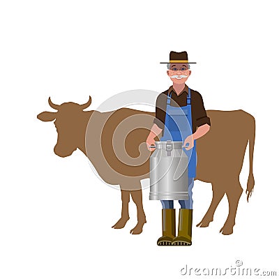 Farmer holding a milk churn Vector Illustration