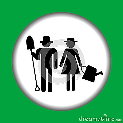 Farmer icon with farmers man and woman Vector Illustration