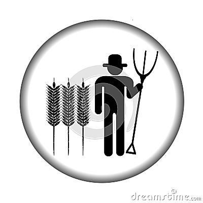 Farmer icon with pitchfork Vector Illustration