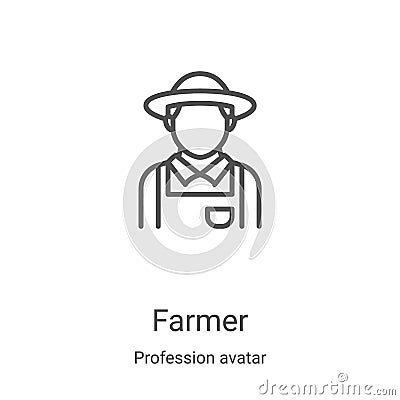 farmer icon vector from profession avatar collection. Thin line farmer outline icon vector illustration. Linear symbol for use on Vector Illustration