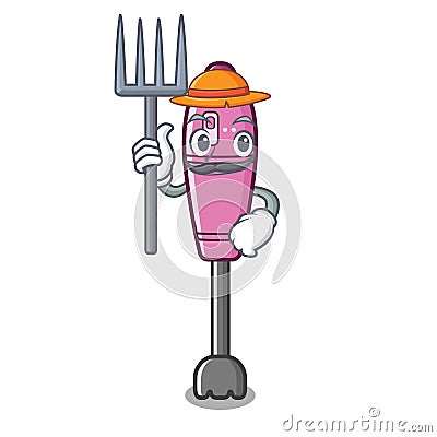 Farmer immersion mascot blender on kitchen table Vector Illustration