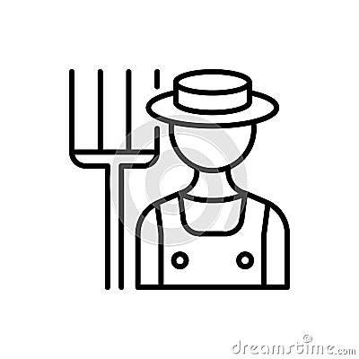 Farmer line icon on white background Vector Illustration