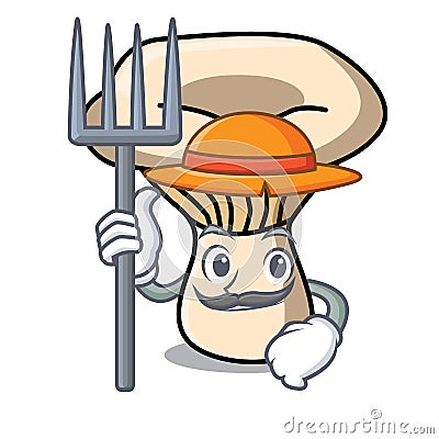 Farmer milk mushroom character cartoon Vector Illustration