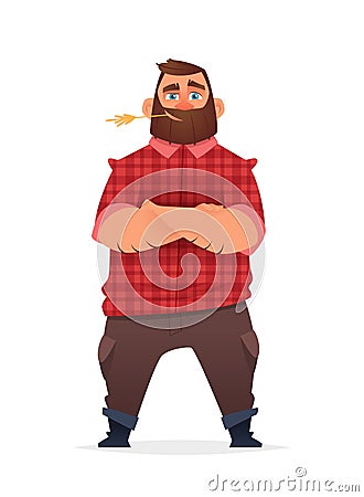 Farmer Modern style character design. Farm warker cartoon illustration. Vector Illustration