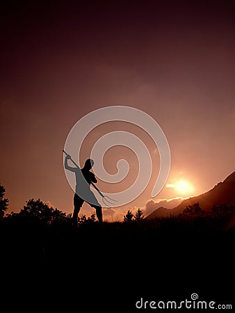 Farmer with pitchfork Stock Photo