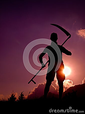 Farmer with pitchfork Stock Photo