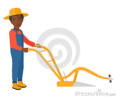 Farmer with plough Vector Illustration