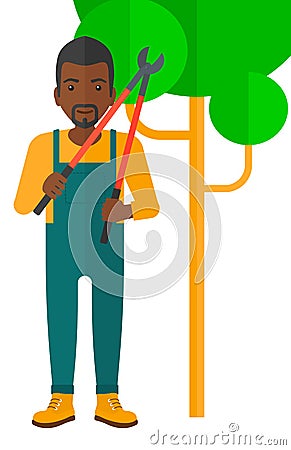 Farmer with pruner Vector Illustration