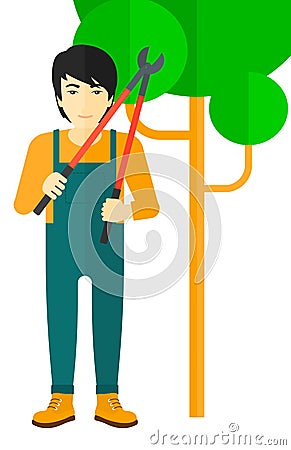 Farmer with pruner. Vector Illustration