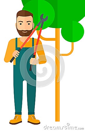 Farmer with pruner Vector Illustration