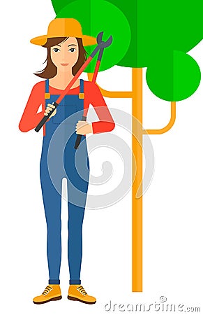 Farmer with pruner Vector Illustration