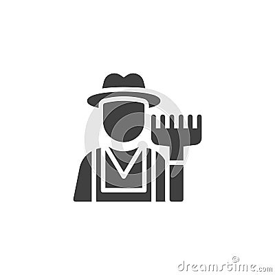 Farmer with rake vector icon Vector Illustration