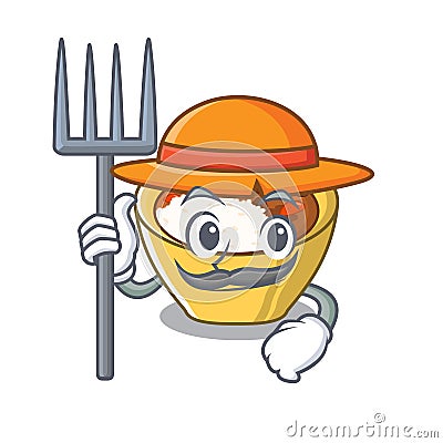 Farmer rice curry served in mascot containers Vector Illustration