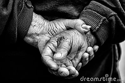 Farmer's Hands of old man who had worked hard Stock Photo