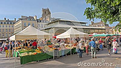 Food market on Lices square in Rennes Editorial Stock Photo