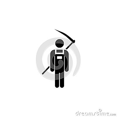 Farmer with a scythe icon. Element of farm for mobile concept and web apps. Icon for website design and development, app developme Vector Illustration