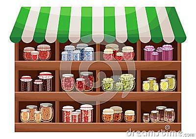 Farmer shop of berry jam Vector Illustration