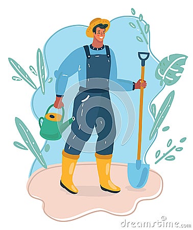 Farmer with showel Vector Illustration