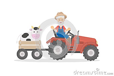 Farmer on tractor. Vector Illustration
