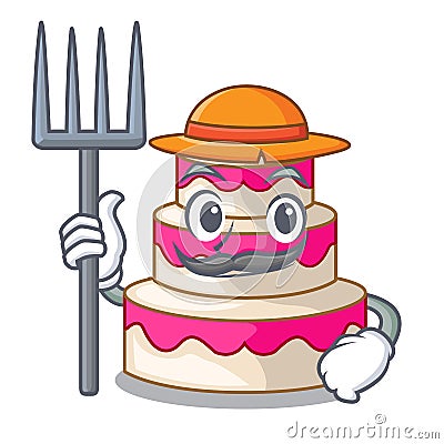 Farmer wedding cake in the character shape Vector Illustration