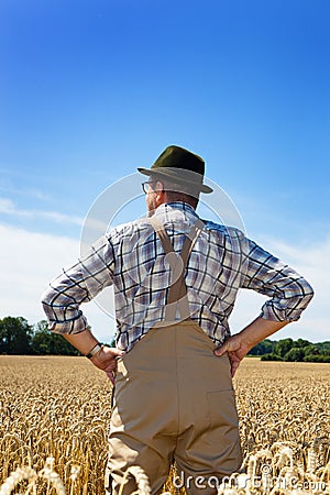 Farmer in a wheat field Stock Photo