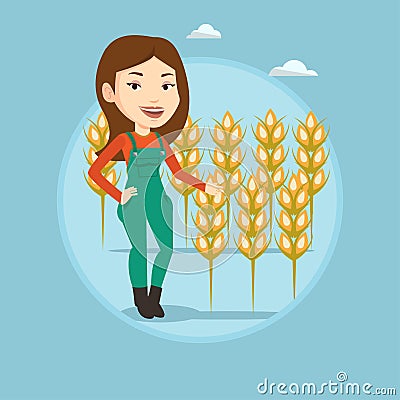 Farmer in wheat field vector illustration. Vector Illustration