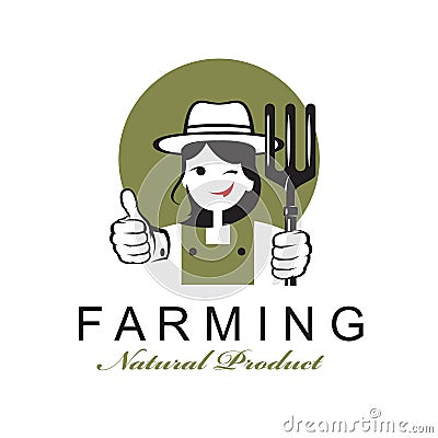 Farmer woman emblem Vector Illustration